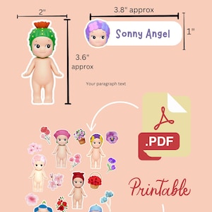 Seria Sonny Angels Flower: Cricut/ Naklejki cyfrowe / Naklejki do druku / Naklejki na etykiety