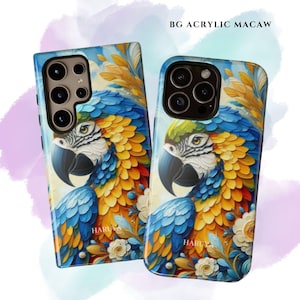 BG Acrylic Macaw Tough Cases,Phone Case, Iphone Case , Samsung Case, parrot, macaw