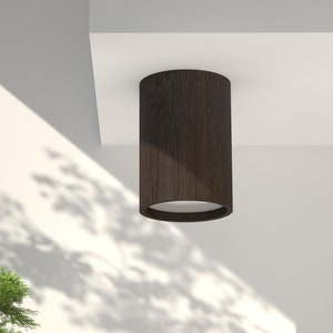 Lampada da soffitto in legno con diffusore, diametro 21 cm, Lampade in legno, Lampade in legno, Lampade di design, Rovere, Noce, Nero, Bianco, Alta qualità, Illuminazione