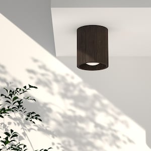 Lampada da soffitto in legno, diametro 16,5 cm, Lampade in legno, Lampade in legno, Lampade di design, Rovere, Noce, Nero, Bianco, Alta qualità, Illuminazione