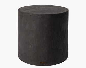 Microcement Round Side Table, Modern Bedside Table, Carbon Finish