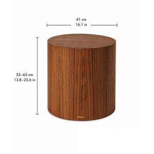 Cylindrical Walnut Side Table, Natural Wood Veneer, Bedside Table