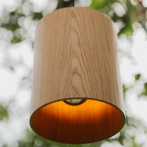Lampada a sospensione in legno, diametro 21 cm, Lampade in legno, Lampade in legno, Lampade di design, Rovere, Noce, Nero, Bianco, Alta qualità, Illuminazione