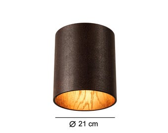 Wood Veneer Ceiling Light, Dark Oak, Handmade Design Lamp, (21 cm)
