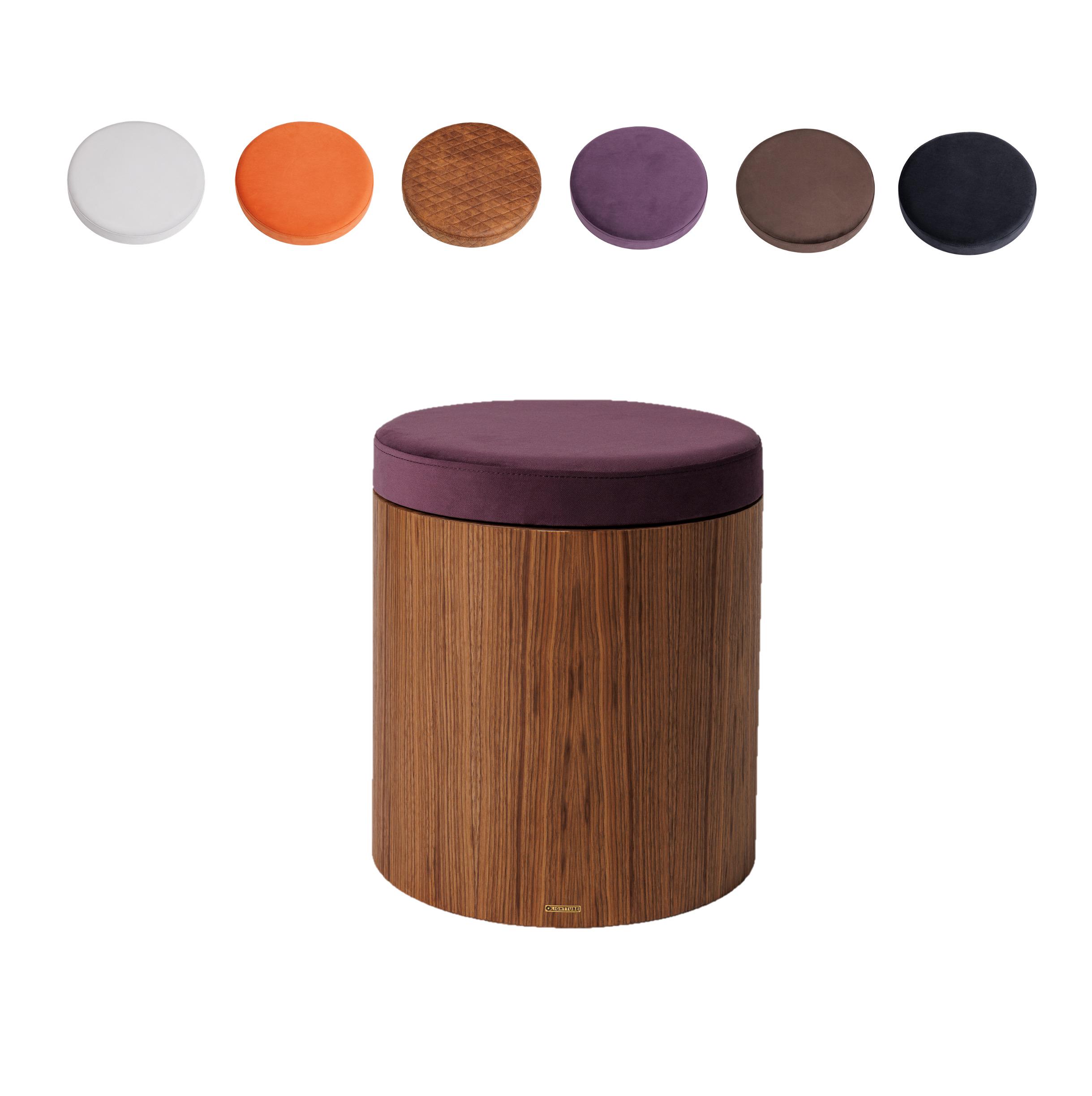Pouf en noyer, banc minimaliste doux, banc de style scandinave, banc d'entrée minimaliste, banc de table ronde, tabouret polyvalent, siège de pouf boh