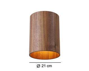 Wood Veneer Ceiling Light, Walnut, Handmade Design Lamp, (21 cm)