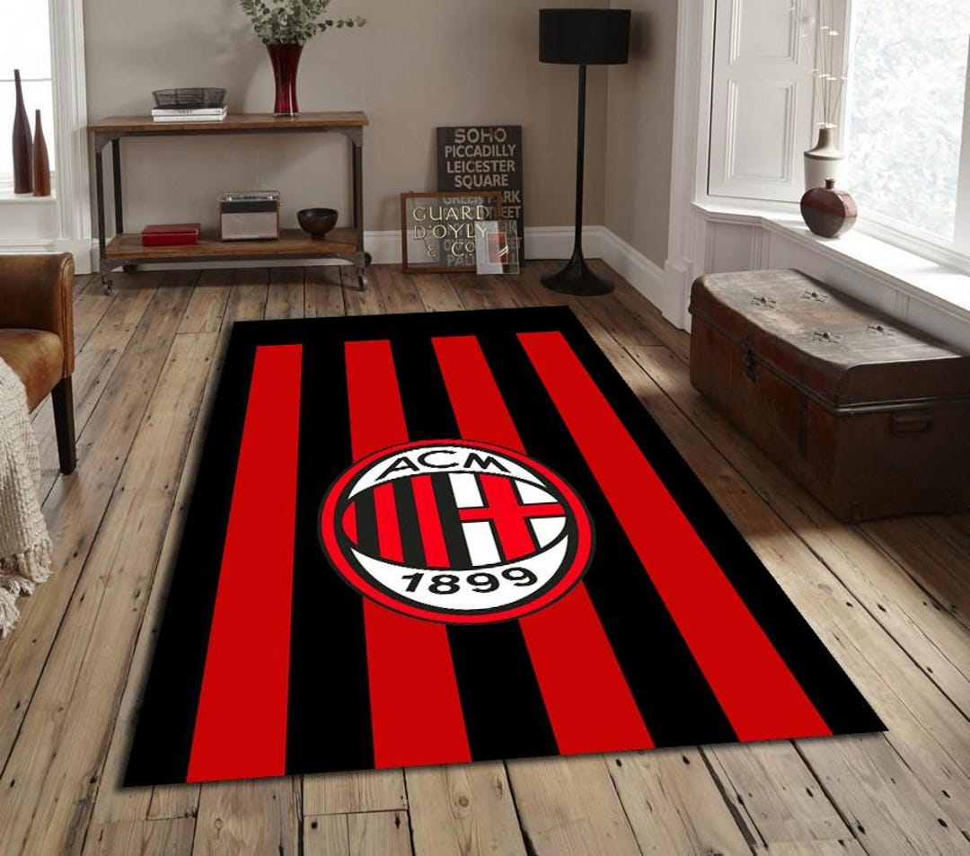 Milan Rug, Football Rug, Milan, Modern Rug, Antislip Rug, Living Room ...