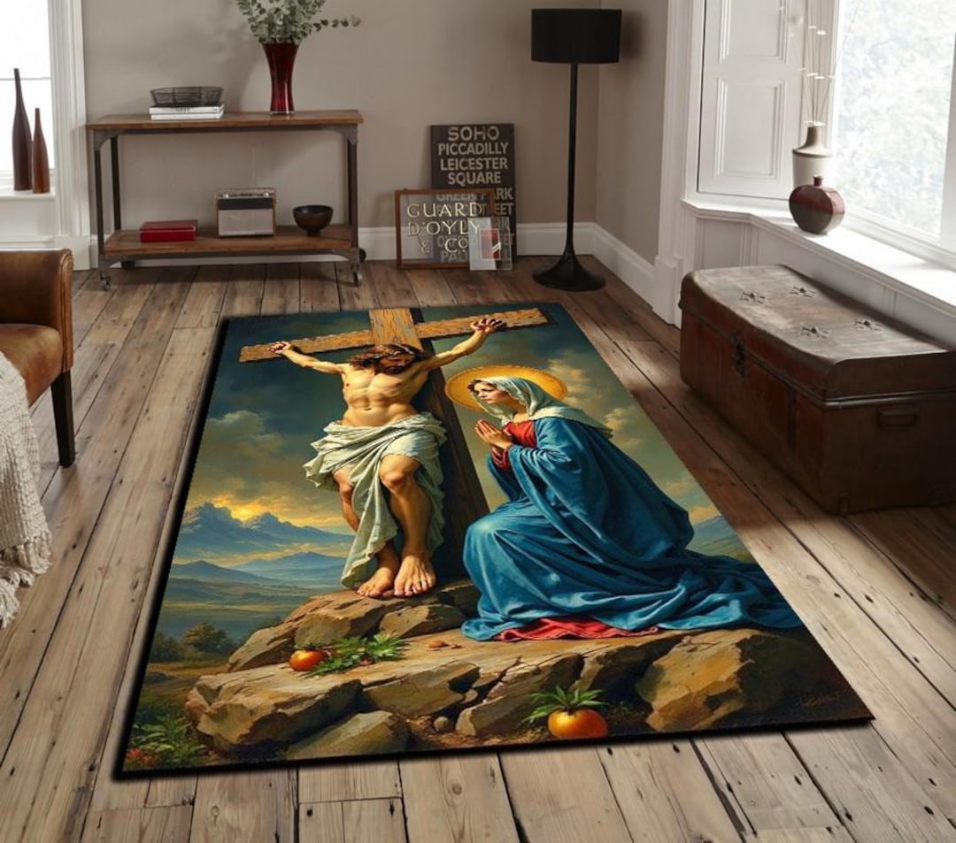 Jesus Rugs Graphics Jesus Rug, Modern Christian Rug, Anti-slip Rug, Teen Room Rug, Unique ...