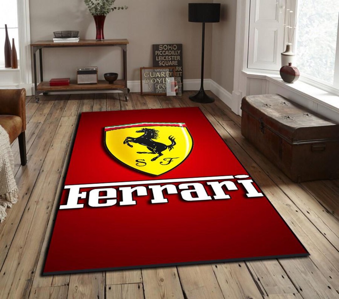 Ferrari Rug, Car Logo Rug, Ferrari, Modern Rug, Anti-slip Rug, Sport ...