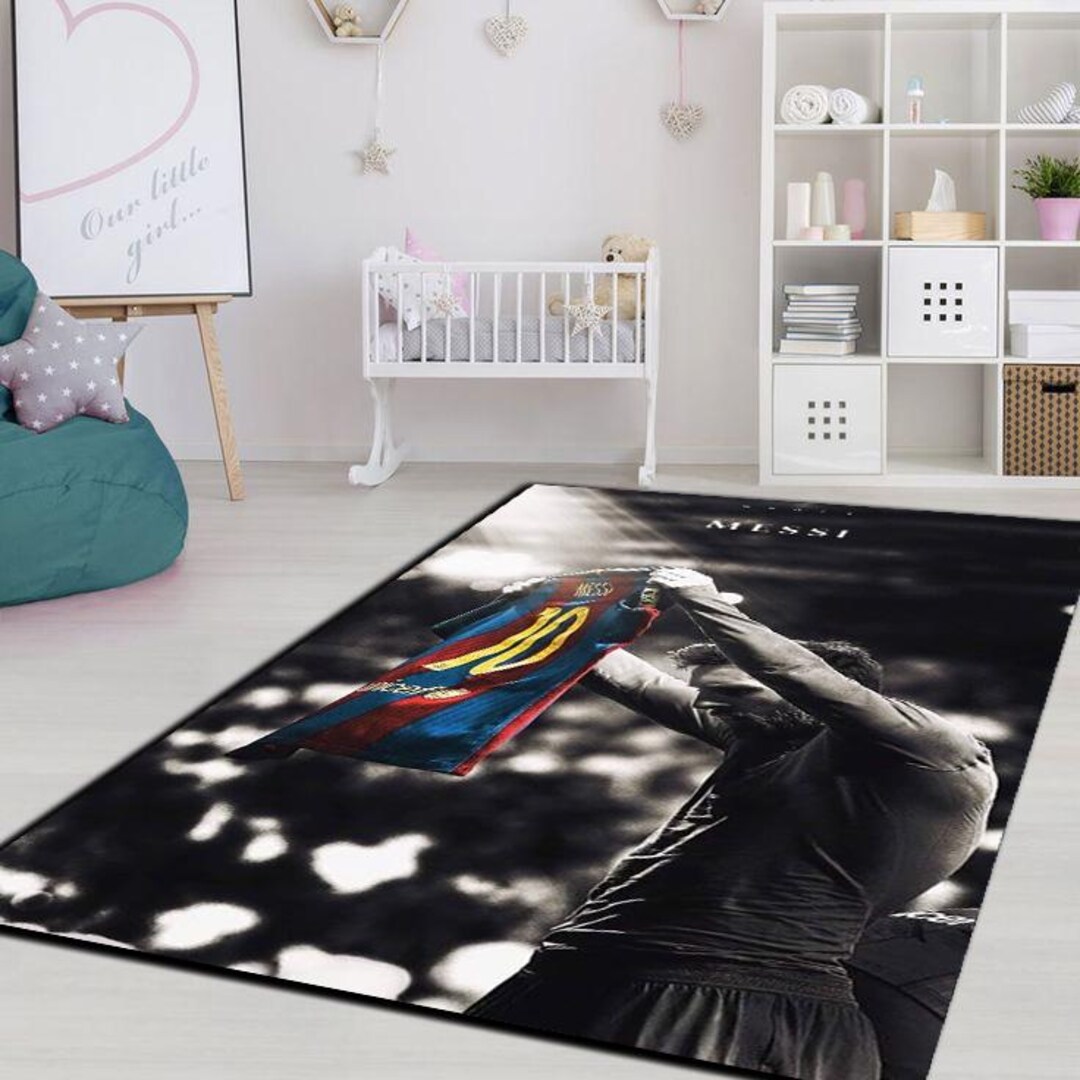 Messi, Lionel Messi Rug, Football Rug, Barcelona, Modern Rug, Anti-slip ...
