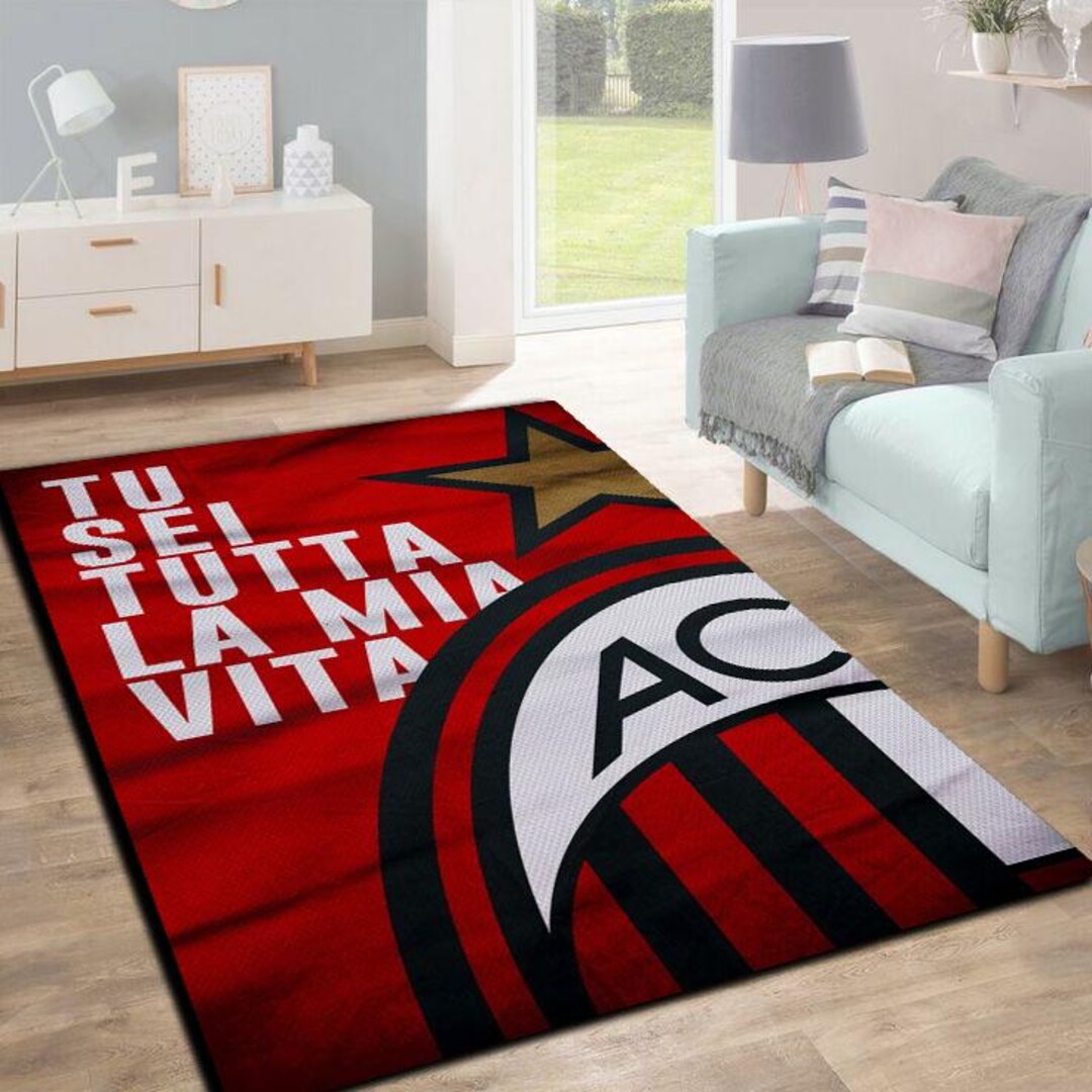 Milan Rug, Football Rug, Milan, Modern Rug, Antislip Rug, Living Room ...
