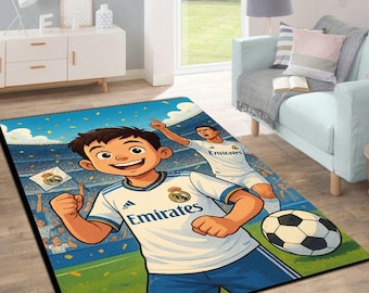 Real Madrid Child, Child of Madrid, Ronaldo Rug, CR7 Rug, Football Rug, Teen Room Rug,  Kid Rug, Cool Rug, Hala Madrid, Real Madrid, Carpet,