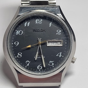 Watch Vintage/RICON Watch/Original Watch/Quartz watch/Japan Watch/Men&#39;s watch Vintage/Kalender/Rare watch