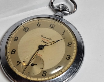 Reloj de bolsillo/Hecho en Suiza/Reloj vintage/Reloj mecánico/Cronómetro ISO/Etanche vintage/Reloj para hombre/Regalo