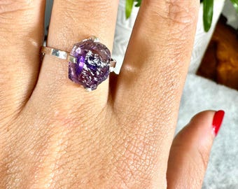 925 Silver Adjustable Amethyst Ring | Handmade