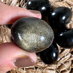 Obsidian mit Goldglanz in Tropfenform | Mittel - Intuitiv gewählt