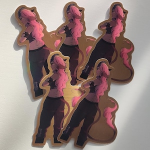 Gold Sticker Anime Fantasy Girl