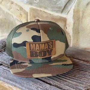 Kids Mamas Boy Leather Patch Hat