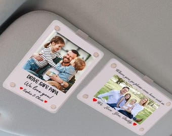 Father’s Day Gift,Custom Dad Photo Car Visor Clip,Personalized photo Sun Visor Clip,Drive Safe Gift For Daddy Grandpa,Dad Car Accessories.