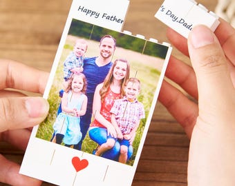 Father&#39;s Day Gift From Kids,Personalized Photo Building Block, Photo Gift for Dad,Custom Photo Brick Puzzle,Custom Lego Block,Grandpa Gift.