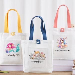 Benutzerdefinierte Name Canvas Tragetasche, personalisierte Kinder Tragetasche, Kinder Name Tragetasche, Vorschule, Kindergarten Buch Tragetasche, Geburtstagsgeschenk für Jungen und Mädchen