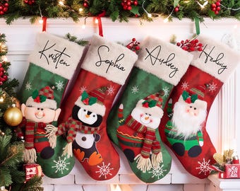 Personalized Christmas Stockings With Name,Custom Family Stocking,3D Plush Stockings,Holiday Stockings,Christmas Decor,Xmas Gift For Family.