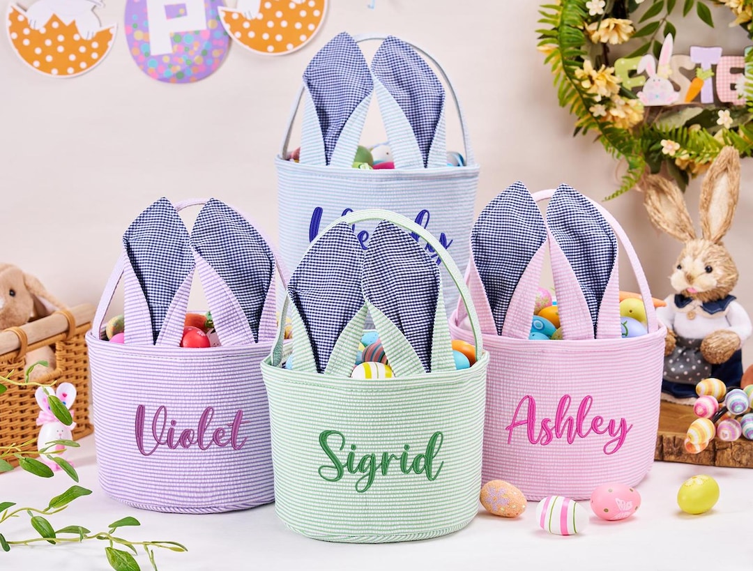 Personalized Easter Basket With Name Custom Easter Bunny Basket
