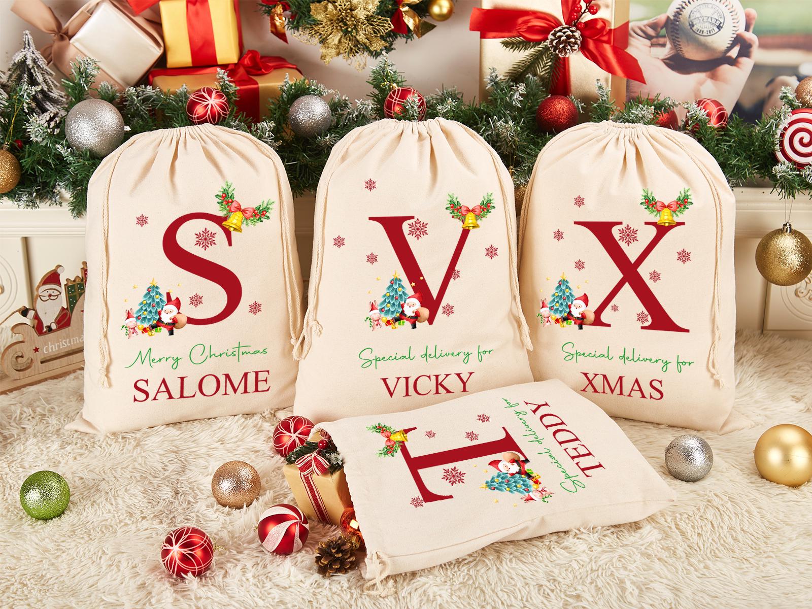 Personalized Santa Sack,Custom Name & Initial Christmas Gift Bag,Christmas Toy Sack,Christmas Gift Bag,Christmas Gift For Him Her Kids Adult