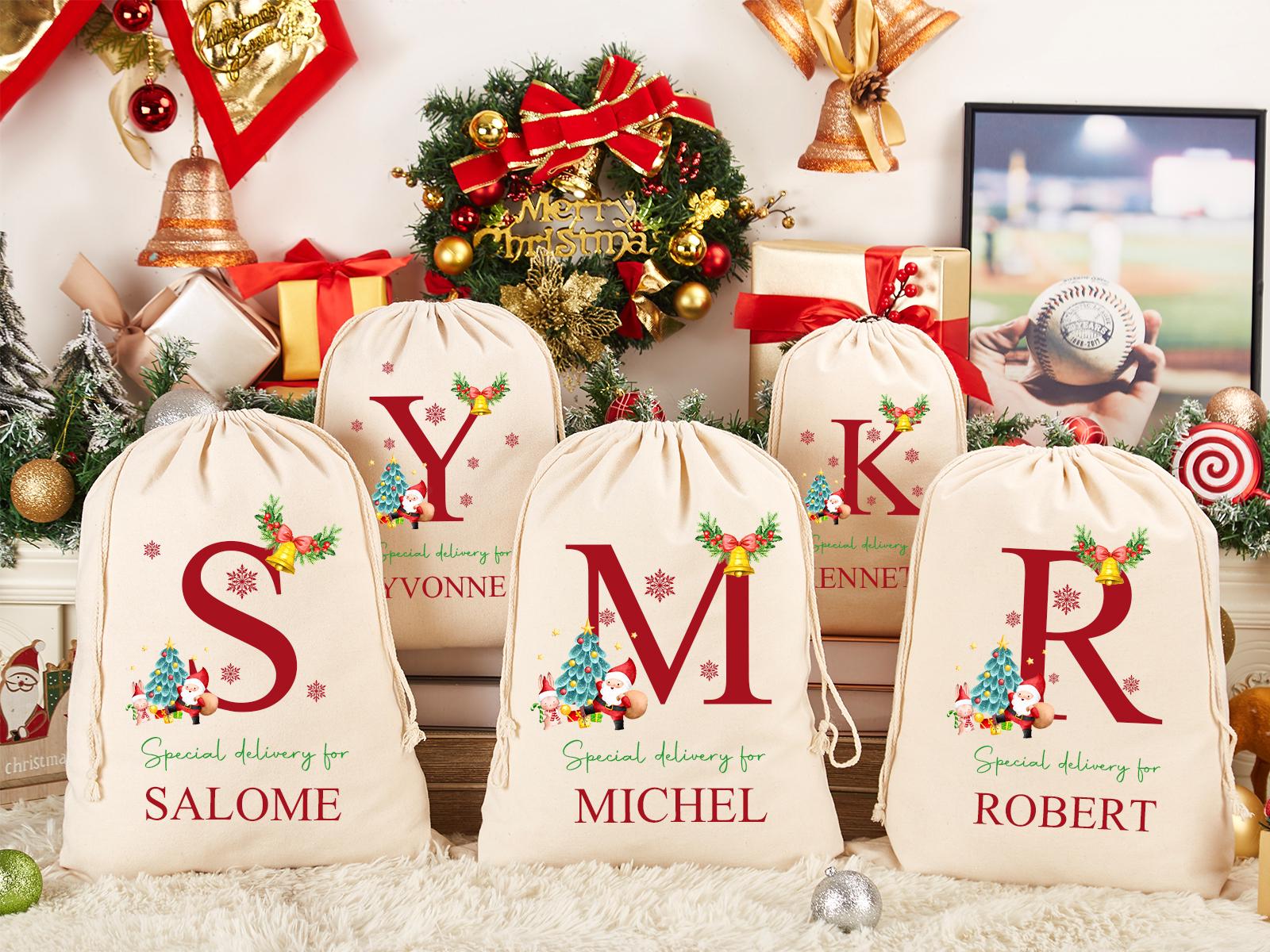 Personalized Santa Sack,Custom Name & Initial Christmas Gift Bag,Christmas Toy Sack,Christmas Gift Bag,Christmas Gift For Him Her Kids Adult