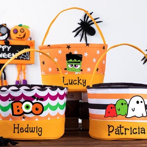 Süßes oder Saures Tasche, kundenspezifischer Halloween-Korb, personalisierter Kinderhalloween-Eimer, Süßes oder Saures Süßigkeitstasche, Halloween-Geschenke für Kinder.