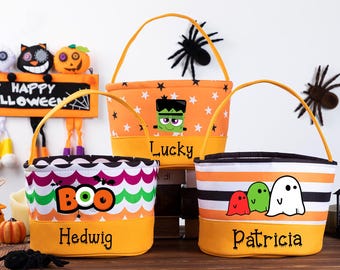 Trick or Treat Bag,Custom Halloween Basket,Personalized Kids Halloween Bucket,Trick Or Treat Candy Bag, Halloween Gifts For Kids.
