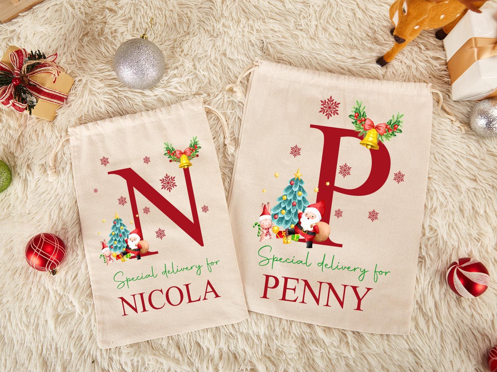 Personalized Santa Sack,Custom Name & Initial Christmas Gift Bag,Christmas Toy Sack,Christmas Gift Bag,Christmas Gift For Him Her Kids Adult