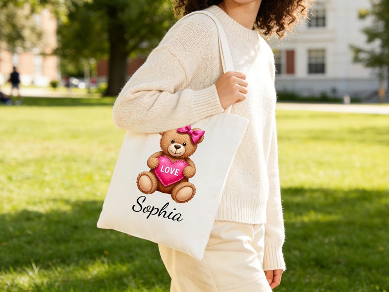 Personalized Valentines Day Gift Bags, Kids Goodie Bag,Custom Name Treat Tote Canvas Bag,Valentines Exchange Bag,Classmate Gifts For Him/Her image 7