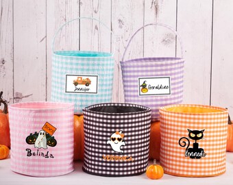 Cesta de Halloween personalizada Bolsa de truco o trato personalizada Cubo de Halloween para niños Bolsa de mano de Halloween Bolsa de dulces de Halloween Regalo de Halloween para niños
