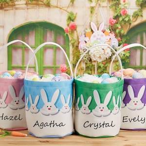 Custom Bunny Easter Basket,Personalized Easter Basket,Monogram Bunny Basket For Kids,Easter Bucket For Boys and Girls,Easter Gift For Kids.
