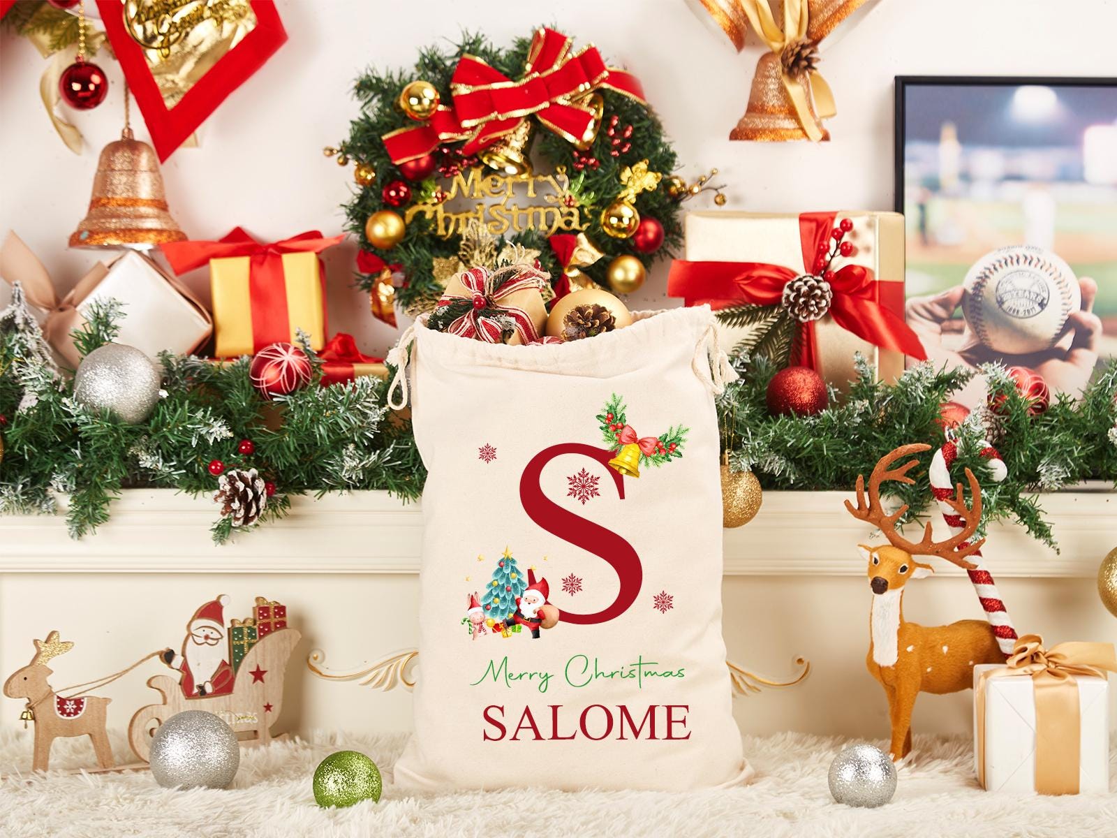 Personalized Santa Sack,Custom Name & Initial Christmas Gift Bag,Christmas Toy Sack,Christmas Gift Bag,Christmas Gift For Him Her Kids Adult