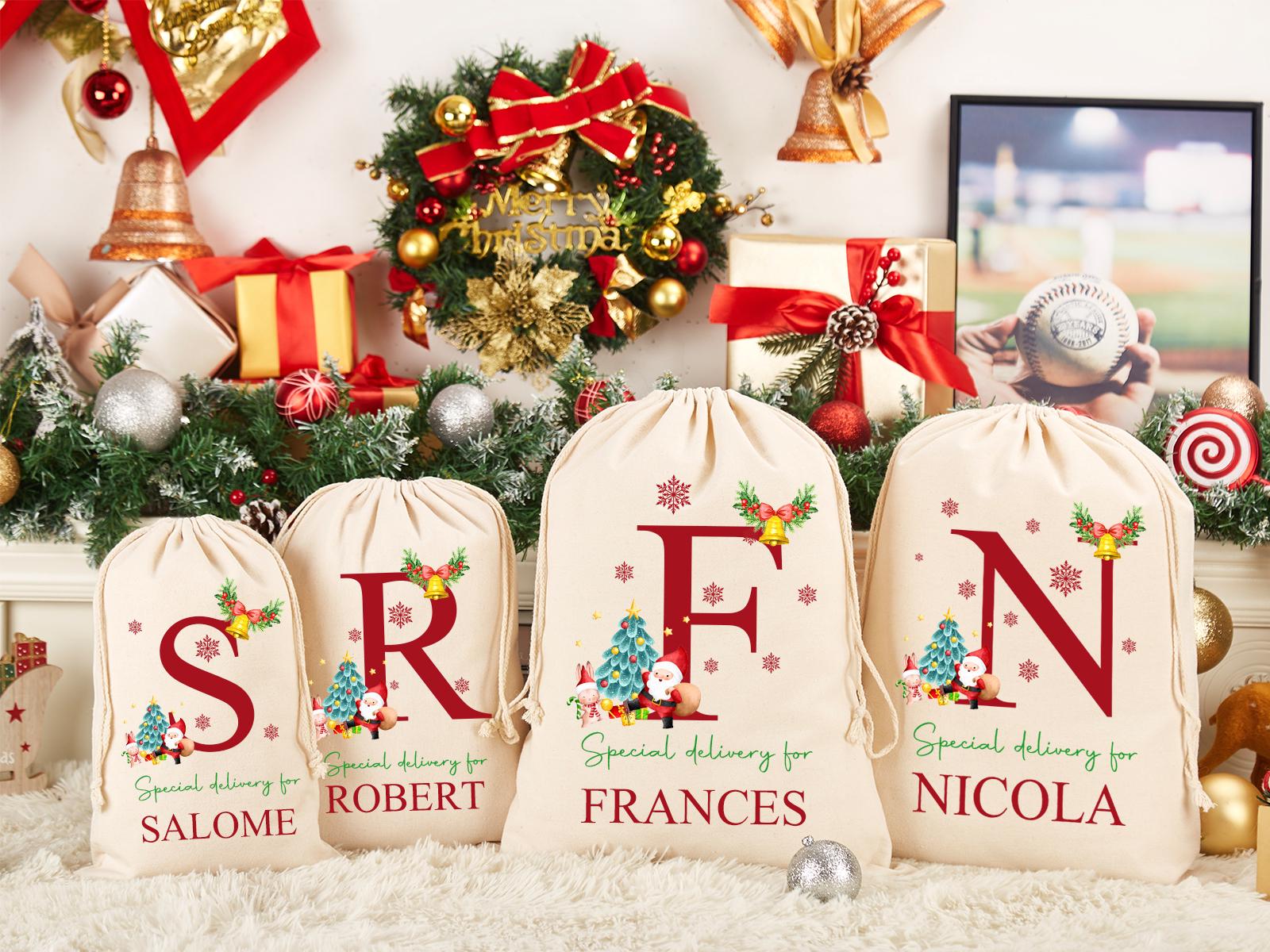 Personalized Santa Sack,Custom Name & Initial Christmas Gift Bag,Christmas Toy Sack,Christmas Gift Bag,Christmas Gift For Him Her Kids Adult