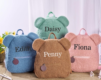 Stickerei Teddybär Rucksack, personalisierter Kleinkindrucksack, Kinderrucksack mit Namen, personalisierter Vorschulrucksack, Geburtstagsgeschenk für Kinder
