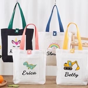 Sac fourre-tout personnalisé pour enfant, sac fourre-tout en toile avec nom personnalisé, fourre-tout avec nom pour enfant, sac fourre-tout pour enfants, cartable pour enfants, cadeau d'anniversaire pour fille et garçon