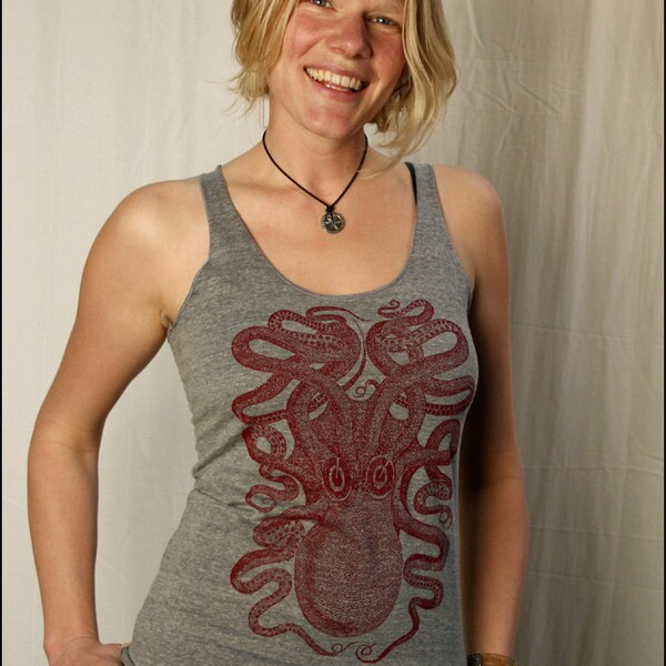 CLEARANCE SALE - Triblend Octopus Racerback Tanktop