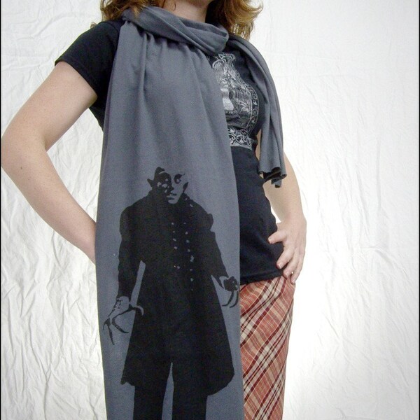 Gray Nosferatu Sheer Cotton Scarf