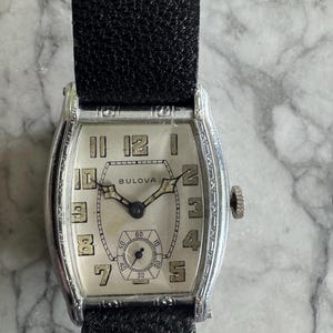 Vintage Bulova Art Deco Tank Watch – 1930s Manual Wind – Sub Seconds – Running – Classic Rectangular Case