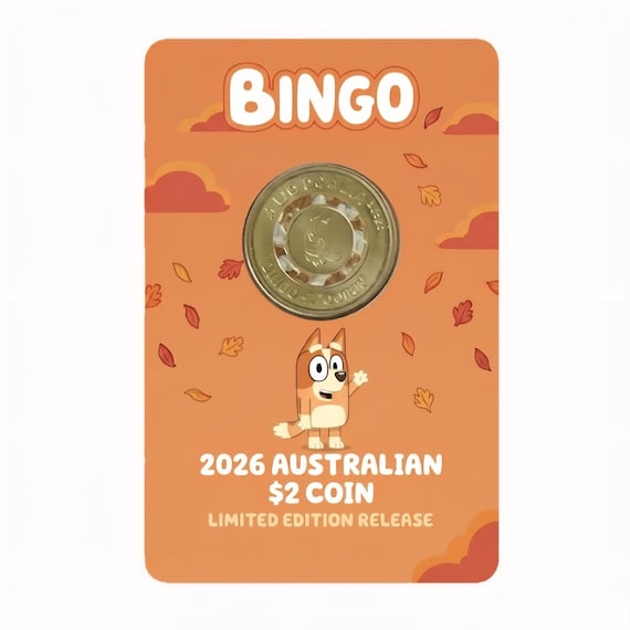 2026 Bluey & Bingo Colored 2 Dollar Coin in Custom Card - Etsy