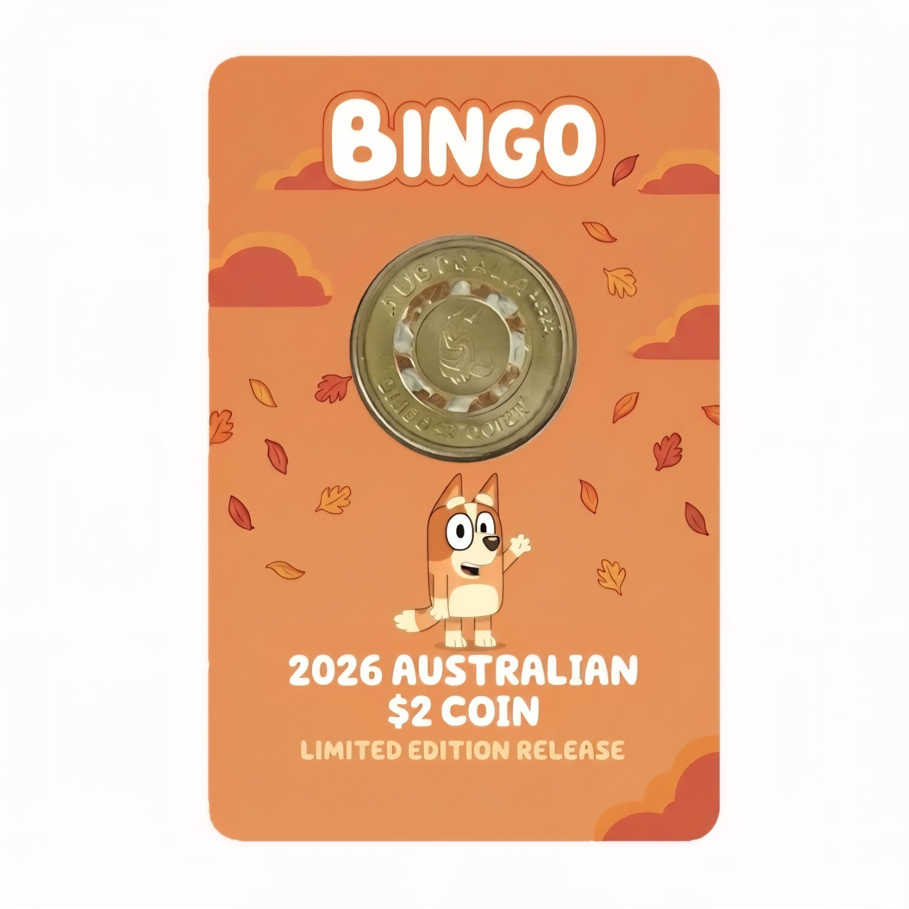 2026 Bluey & Bingo Colored 2 Dollar Coin in Custom Card - Etsy