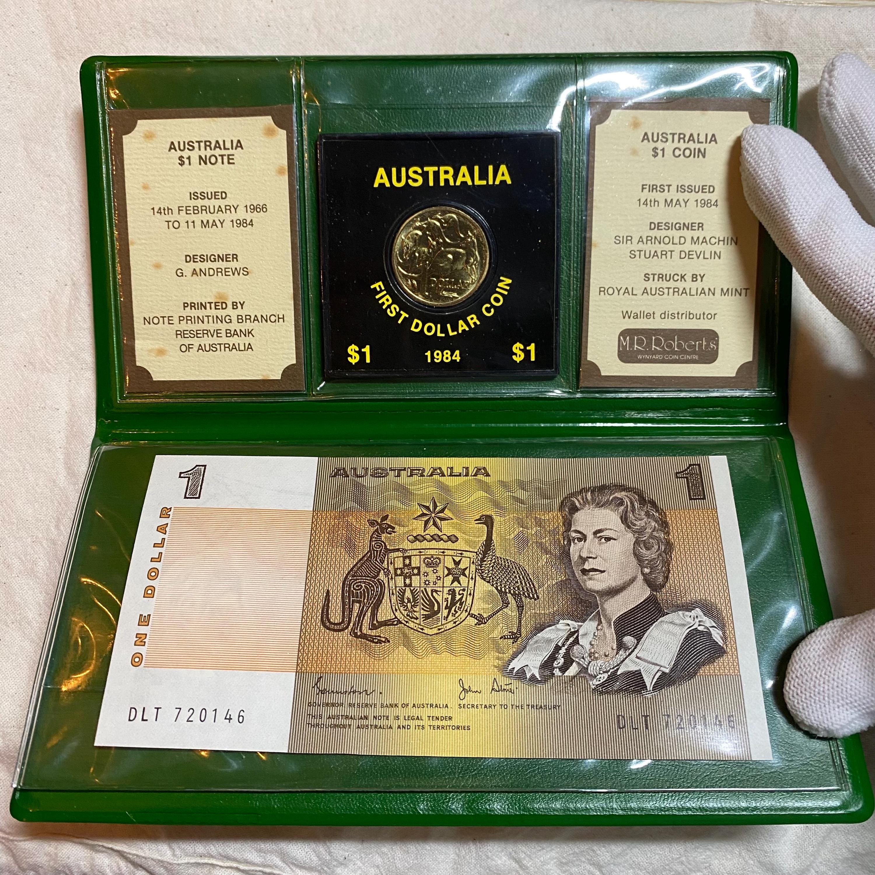 オーストラリア最後の1ドル紙幣と最初の1ドル硬貨ウォレット – 1984年 RAM 未流通 歴史的通貨切り替え - Etsy 日本