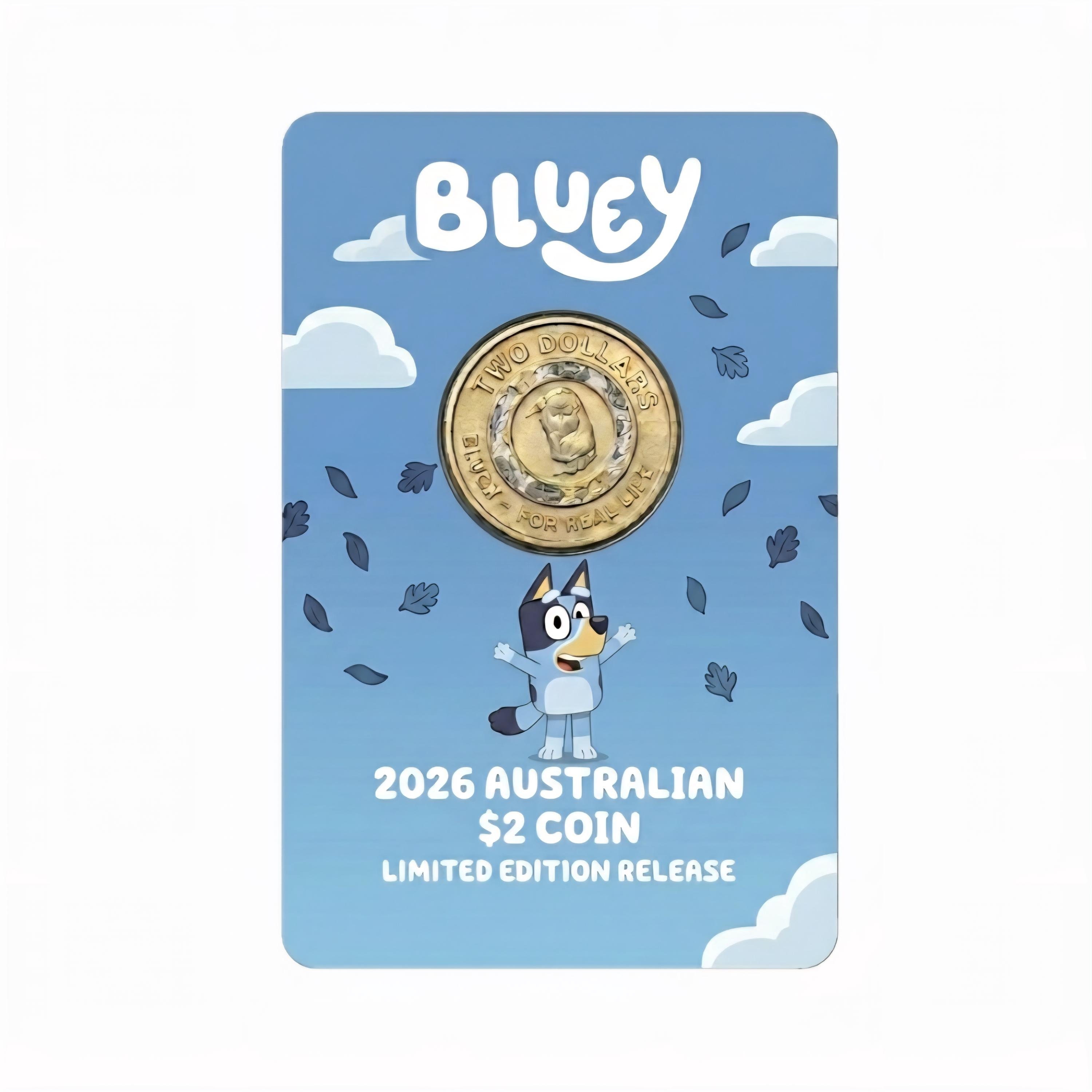 2026 Bluey & Bingo Colored 2 Dollar Coin in Custom Card - Etsy