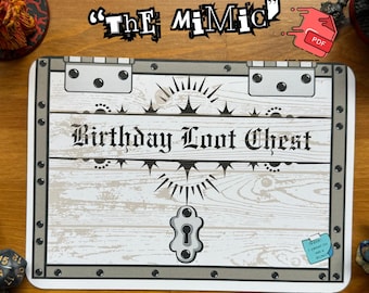 DnD Birthday Card|Mimic-Digital PDF Download, Printable Dungeons and Dragons Greeting Card, 5x7 Card, Print on Standard 8.5x11