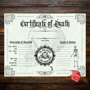 Certidão de óbito para DnD / TTRPGs - Download em PDF digital, Dungeons and Dragons para impressão, impressão em 8,5x11 padrão