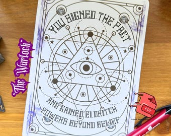 DnD Birthday Card|Warlock - Digital PDF Download, Printable Dungeons and Dragons Greeting Card, 5x7 Card, Print on Standard 8.5x11