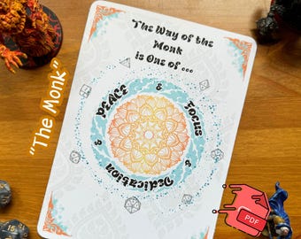 DnD Birthday Card|Monk - Digital PDF Download, Printable Dungeons and Dragons Greeting Card, 5x7 Card, Print on Standard 8.5x11